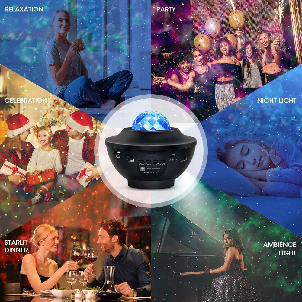 Proiector Star Galaxy LED, Difuzor Bluetooth
