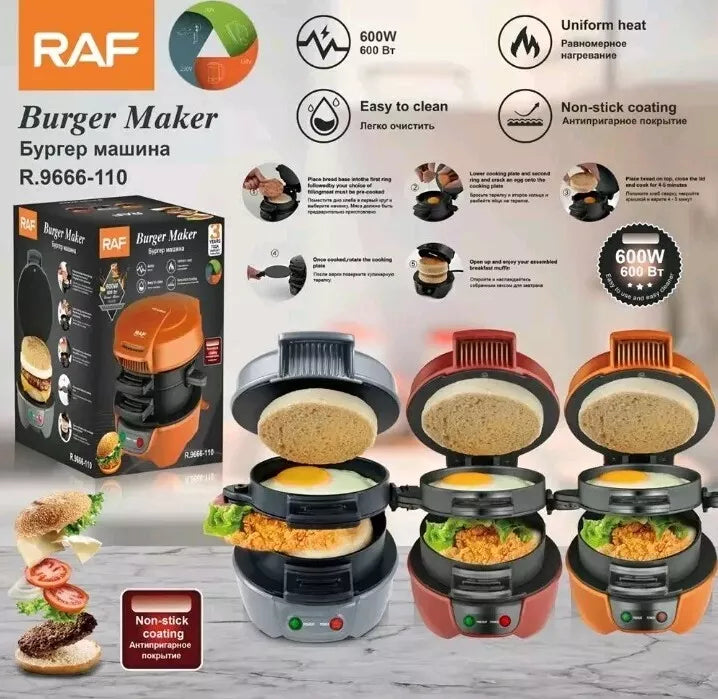 Aparat de facut burgeri, RAF 600W, Rosu