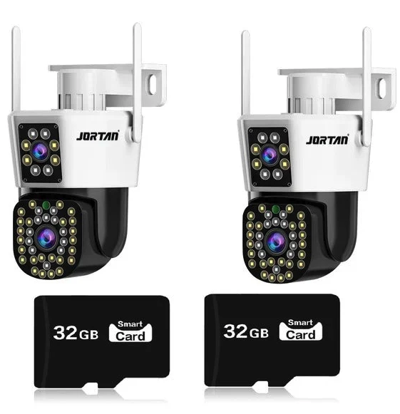 Set 2 camere video Jortan 6MP Full HD 4K, 2 carduri 32 GB