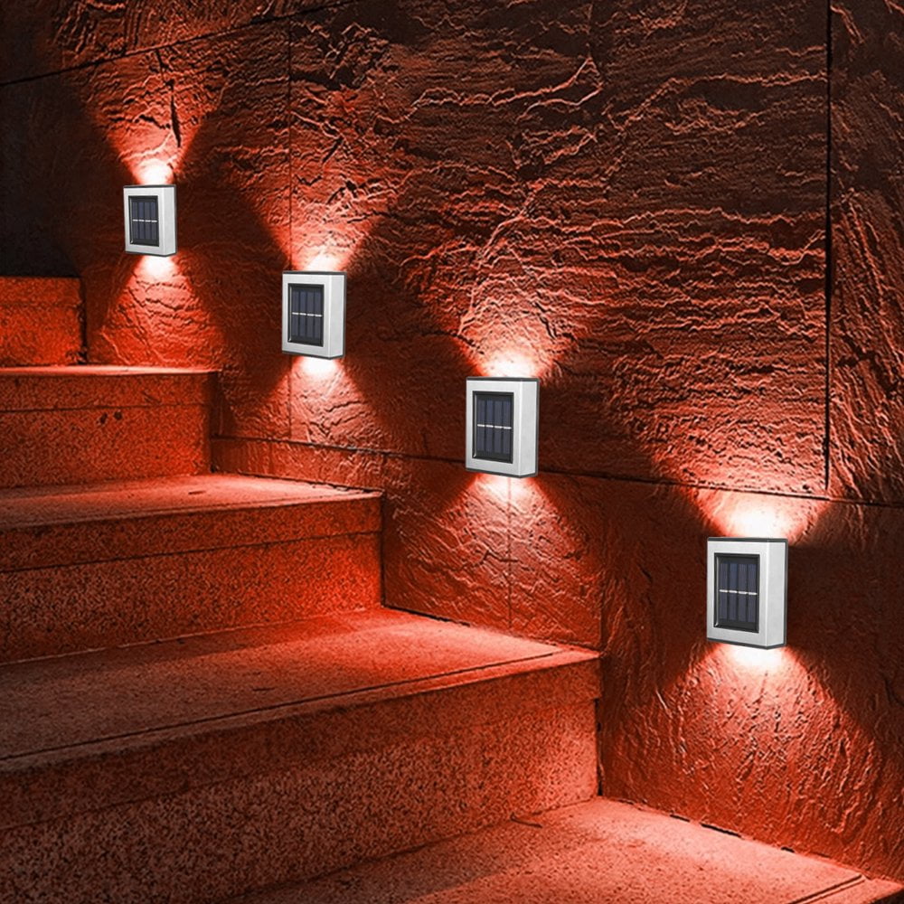 Set 2 lampi solare LED, lumina bidirectionala, Alb cald, Argintiu, IP 55