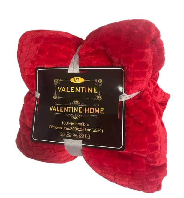 Patura super pufoasa Baycal Jo-jo, 200 x 230 cm, Rosu deschis