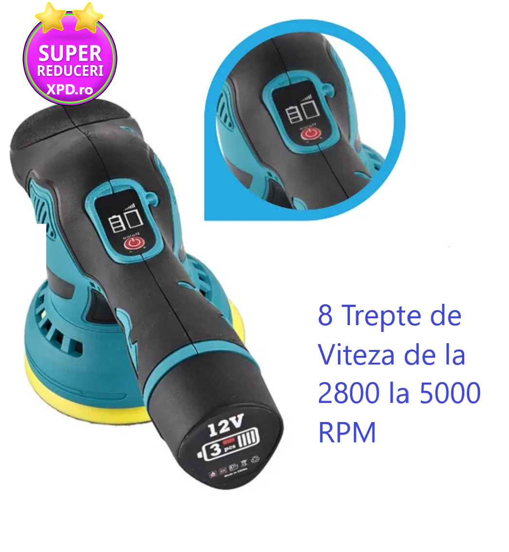 Aparat Polish Auto Profesional cu 2 Acumulatori 48V, 8 Viteze