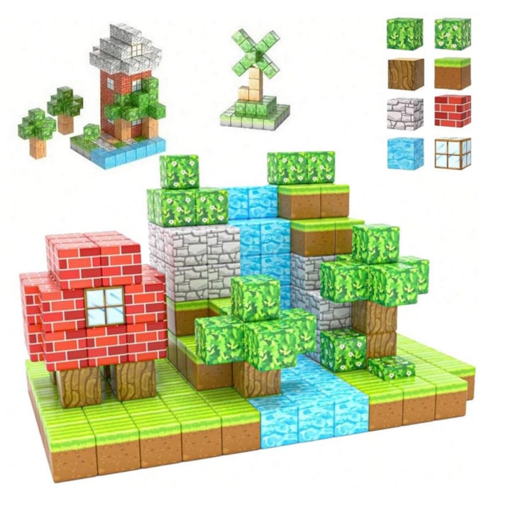 Set 140 cuburi magnetice Mine Craft