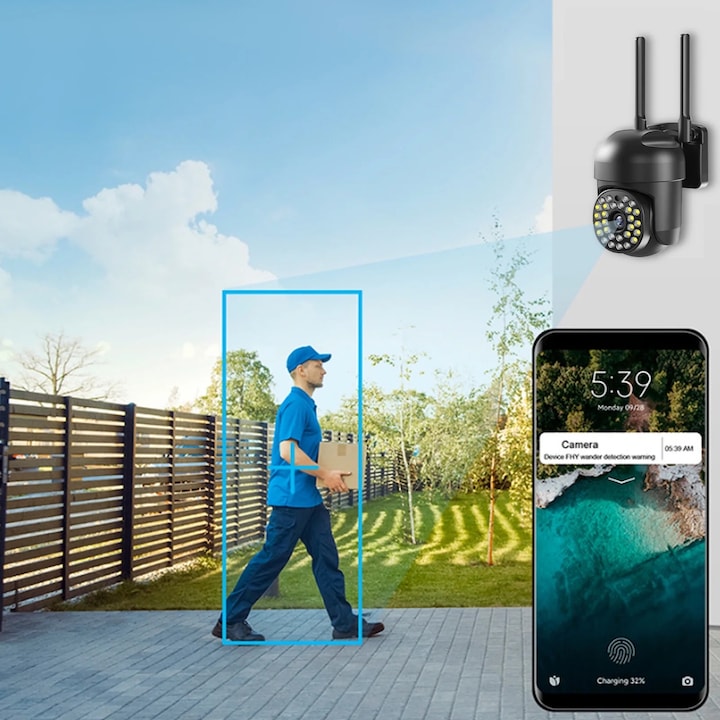 Camera Video Wi-Fi, 36 LED, Rezolutie HD, IP66, Card 32 GB