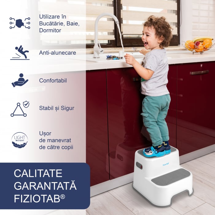 Scaunel inaltator WC pentru copii, FizioTab®Kids, Gri