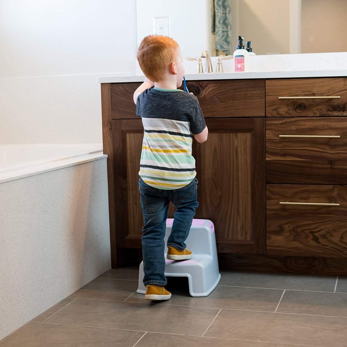 Scaunel inaltator WC pentru copii, Two Step Stoll Alb/Roz