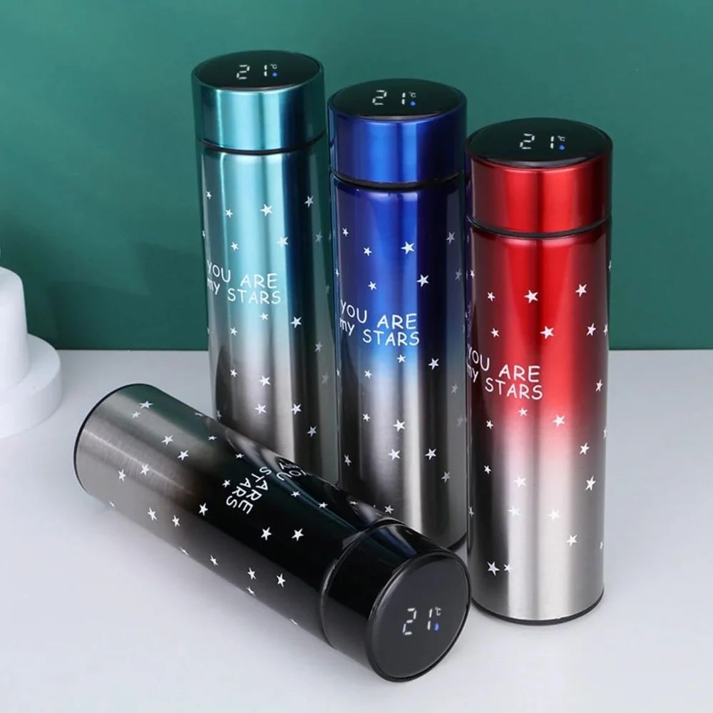 Set 2 x Termos Smart cu afisaj LED, Inox, 500 ml