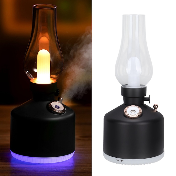 Lampa retro cu umidificator, USB, Baterie 1200 mAh, 280 ml