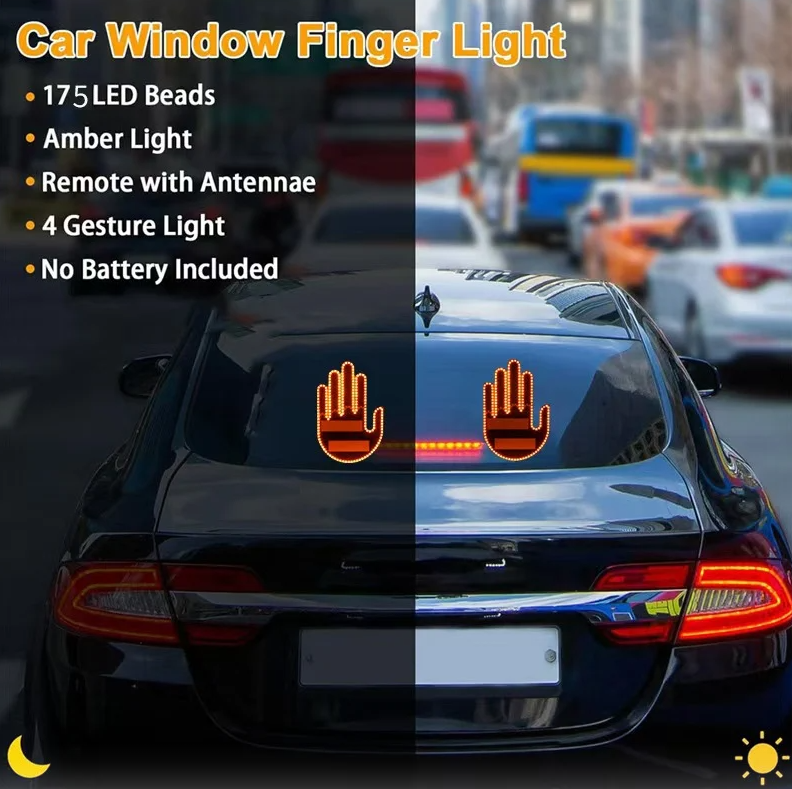 Semn LED Auto cu Telecomanda, Design Mana, 4 Moduri