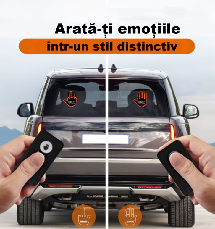 Semn LED Auto cu Telecomanda, Design Mana, 4 Moduri