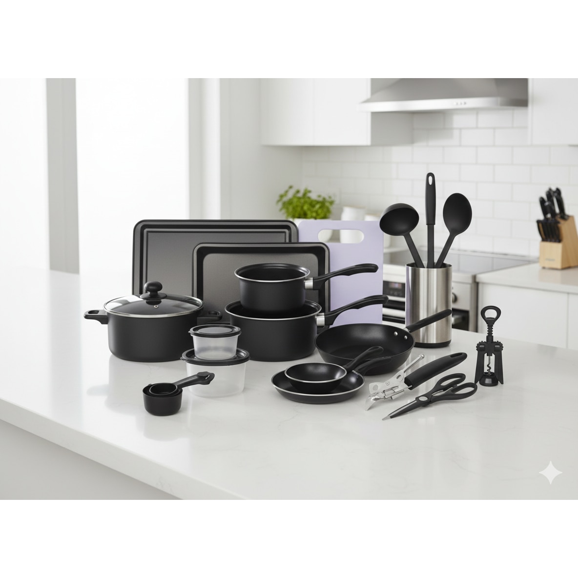 Set 22 de piese antiaderente – oale, tigai si ustensile pentru bucatarie