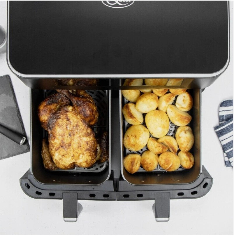 Friteuza dubla cu aer cald 3000 W, 6 litri, 8 programe