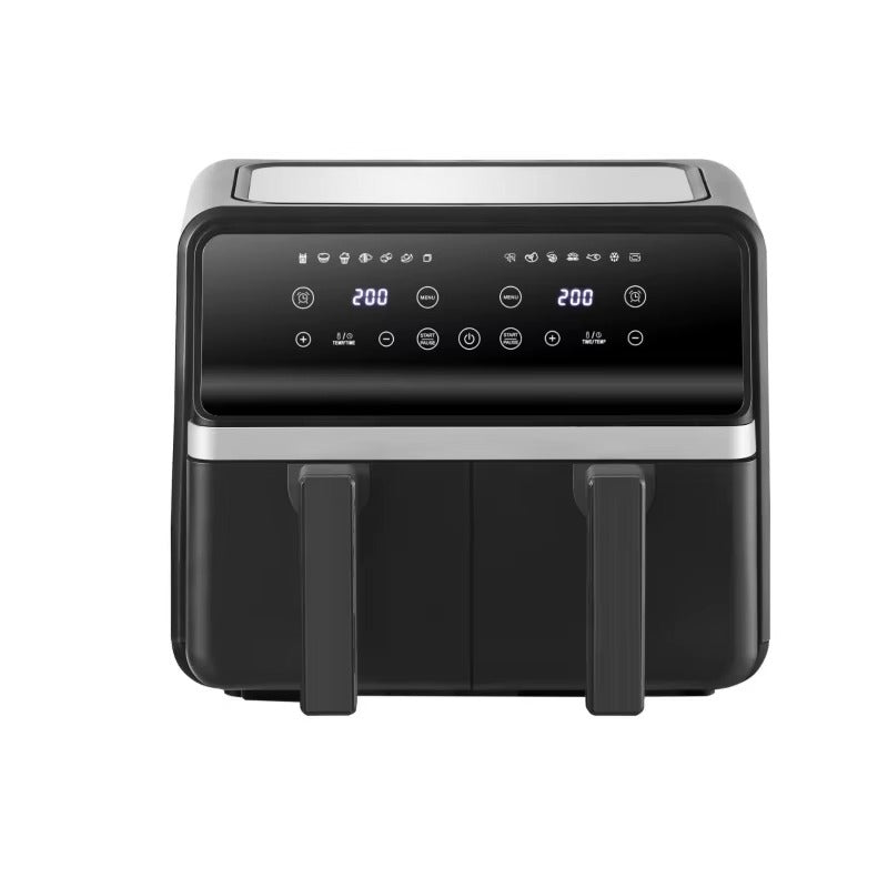 Friteuza dubla cu aer cald 3000 W, 6 litri, 8 programe