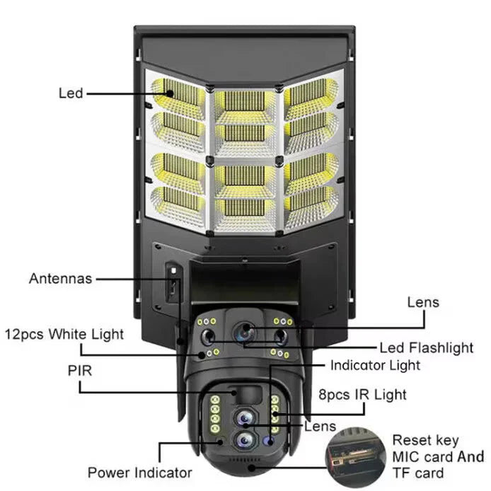 Lampa stradala solara cu camera Wi-Fi V380 PRO