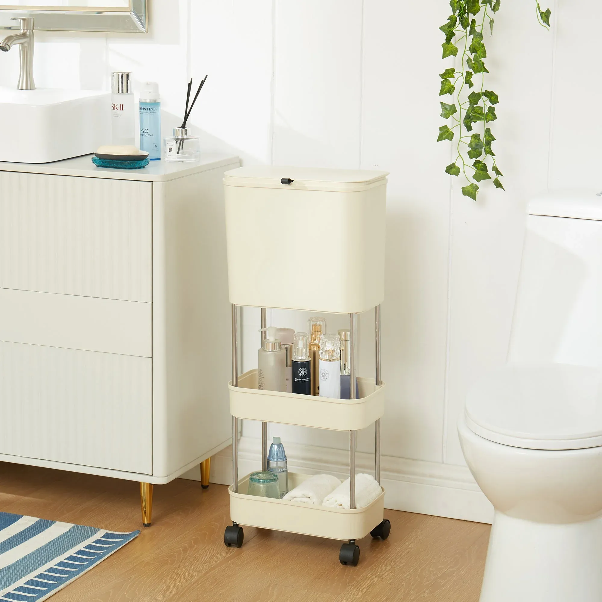 Carucior organizator cu 3 niveluri si roti