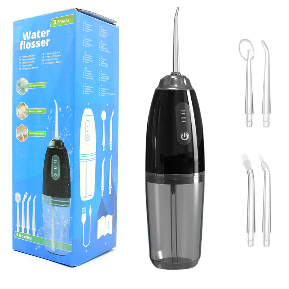 Irigator dentar cu 4 capete portabil, USB, negru