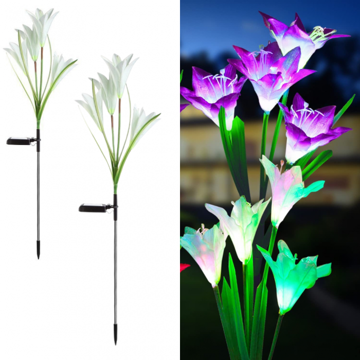 Set 2 x Lampa solara Crini 70 cm, IP66, LED cu Senzor Lumina