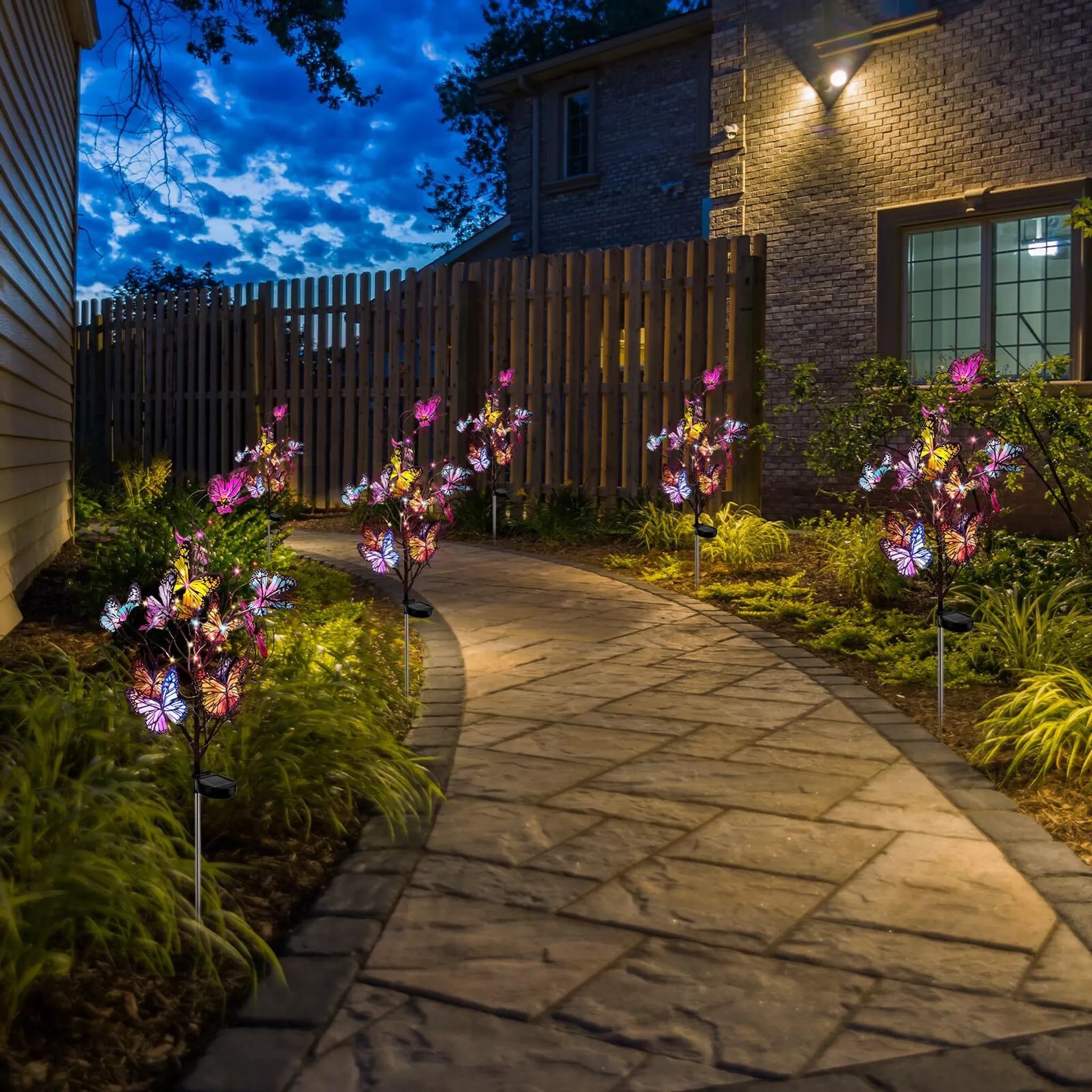 Set 2 x Lampa solara Fluturi LED 70 cm, IP 66