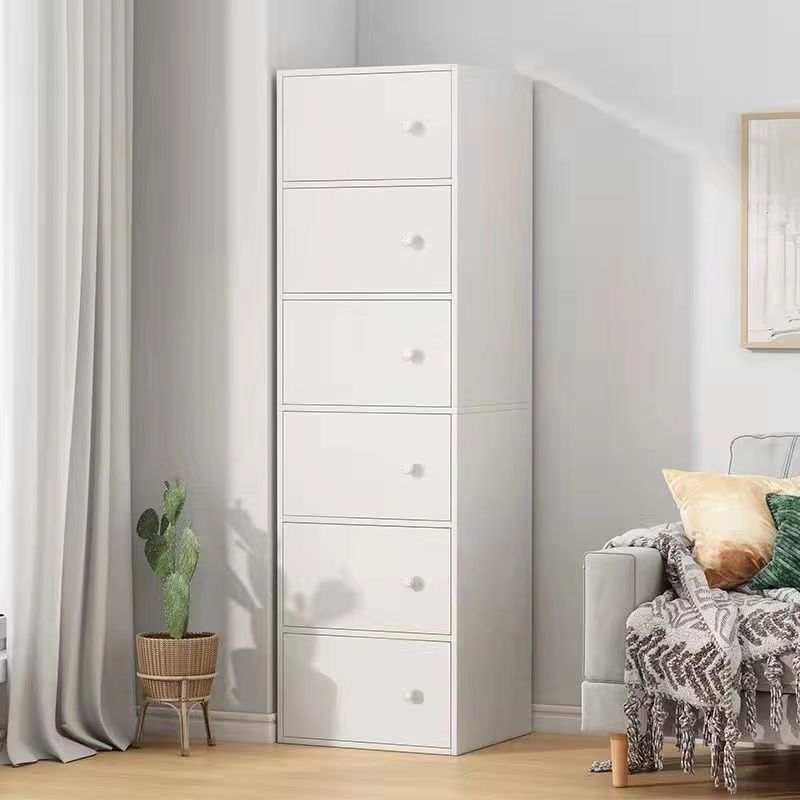 Dulap din lemn cu 6 usi, 40 x 30 x 152 cm, Alb