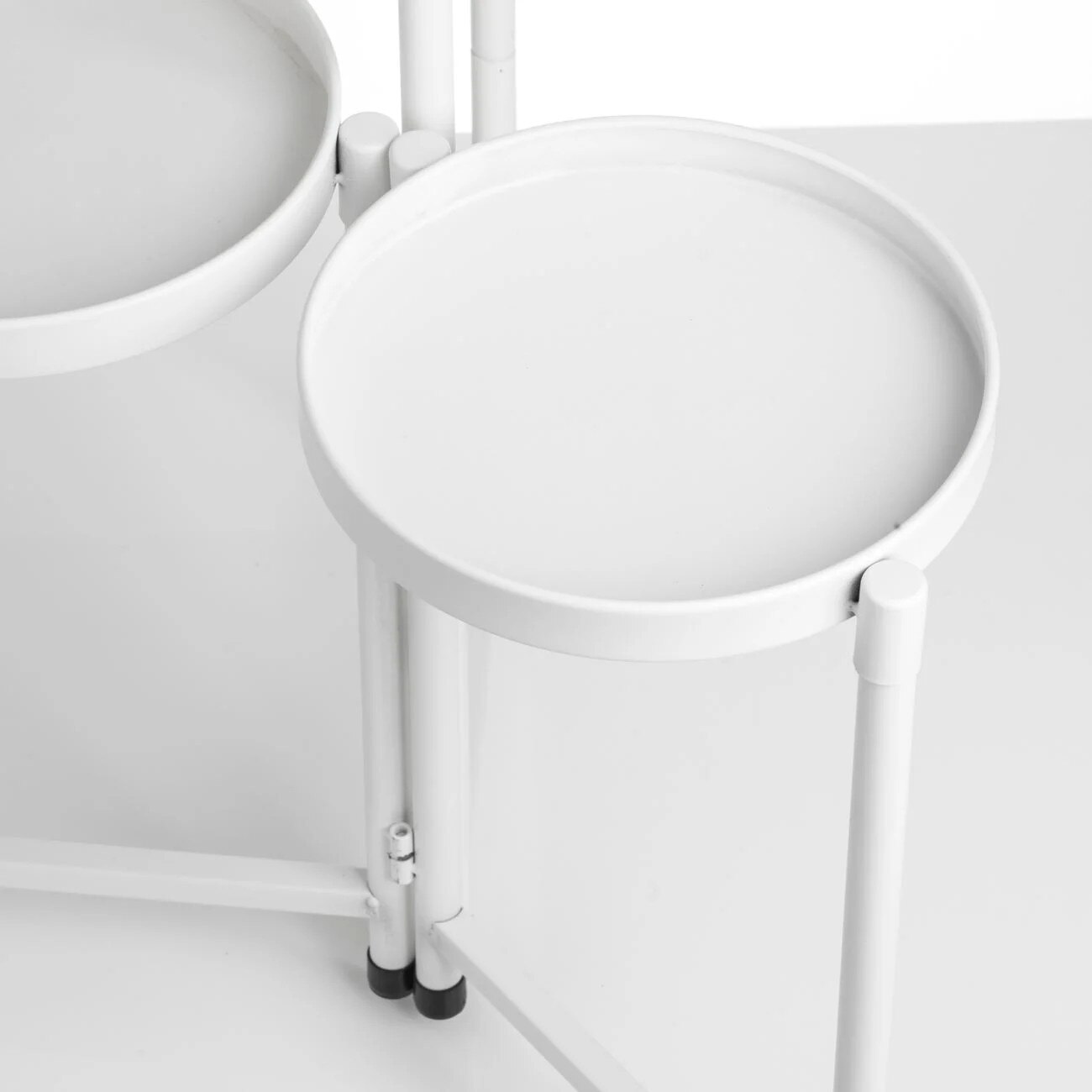 Suport triplu din metal pentru plante, Alb, 50x25x65 cm