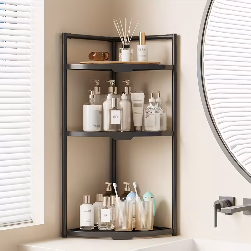 Organizator cu 3 rafturi, Negru, 42 x 30 x 58 cm