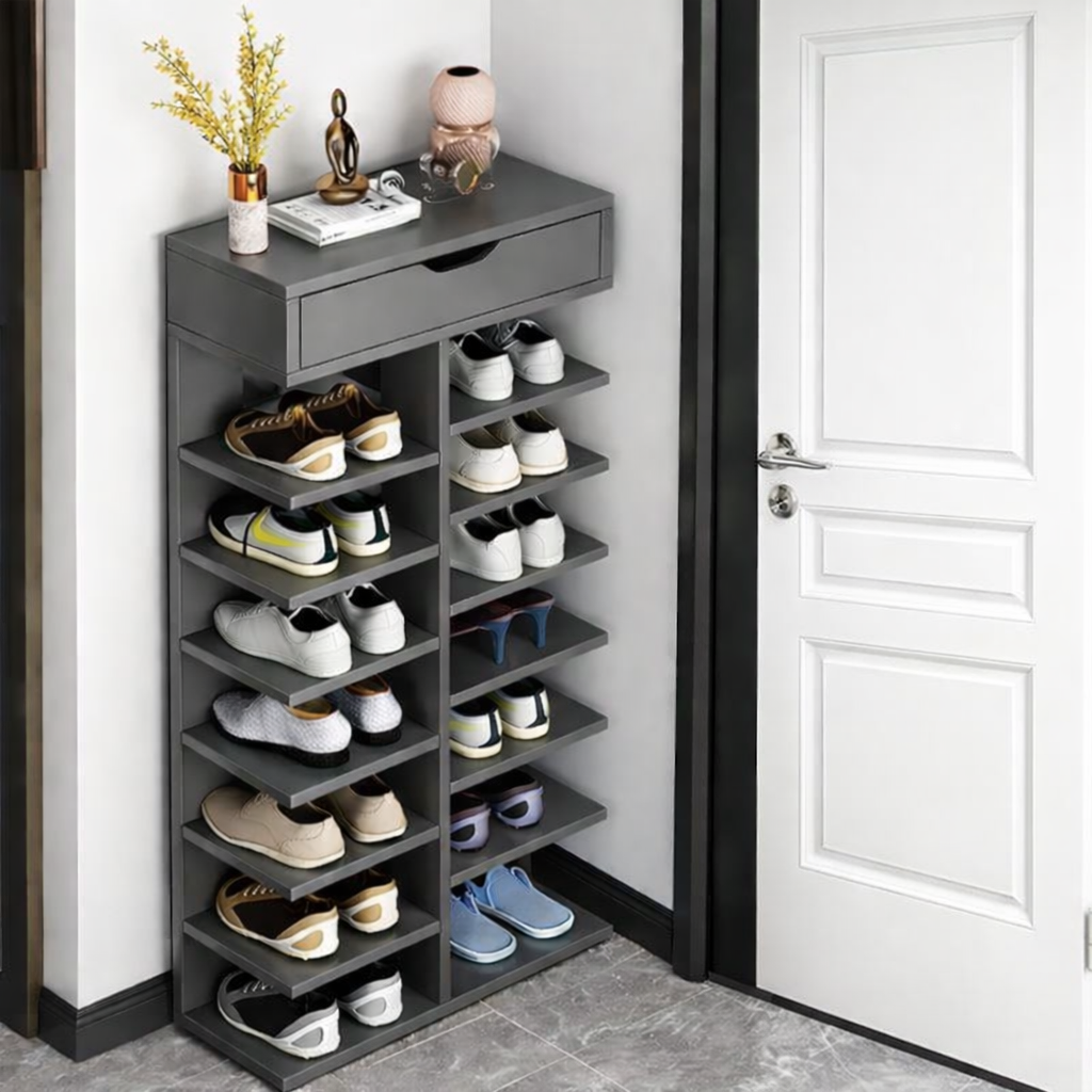 Pantofar cu 7 rafturi, 40 x 22 x 111 cm, Gri