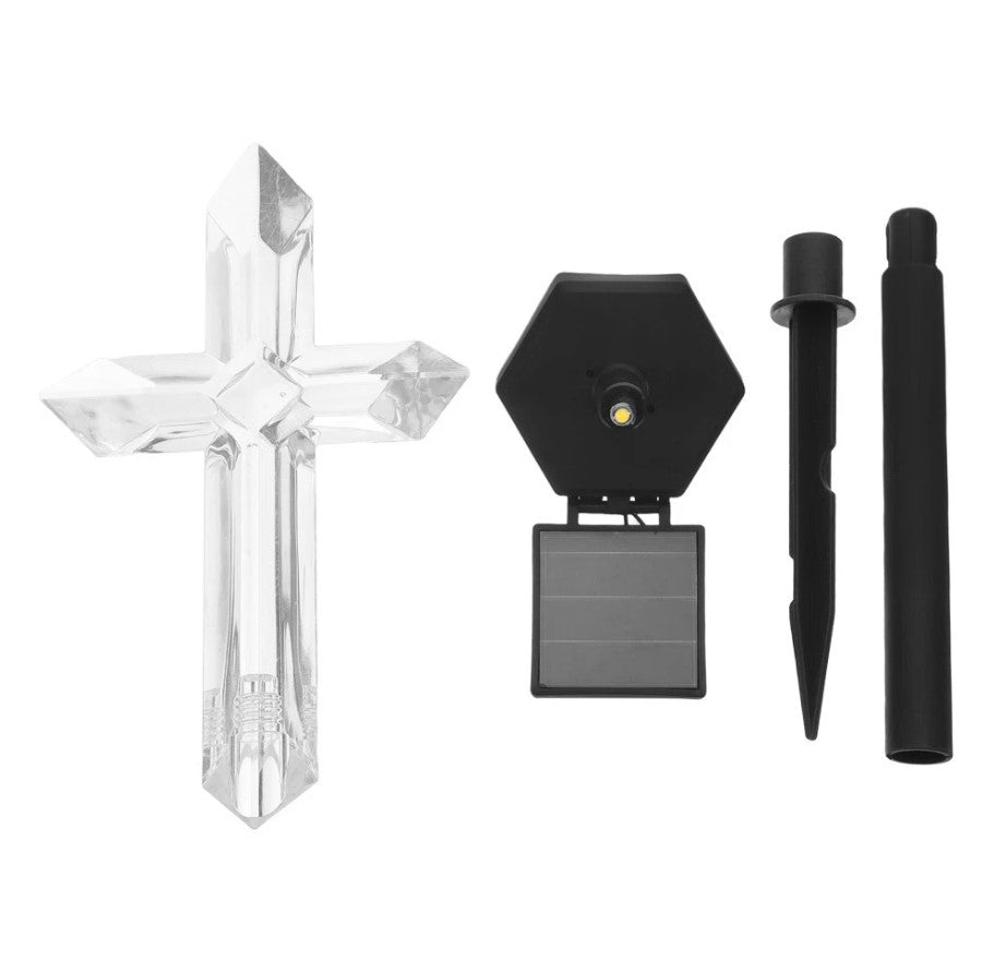 Set 4 x Cruce solara LED pentru mormant