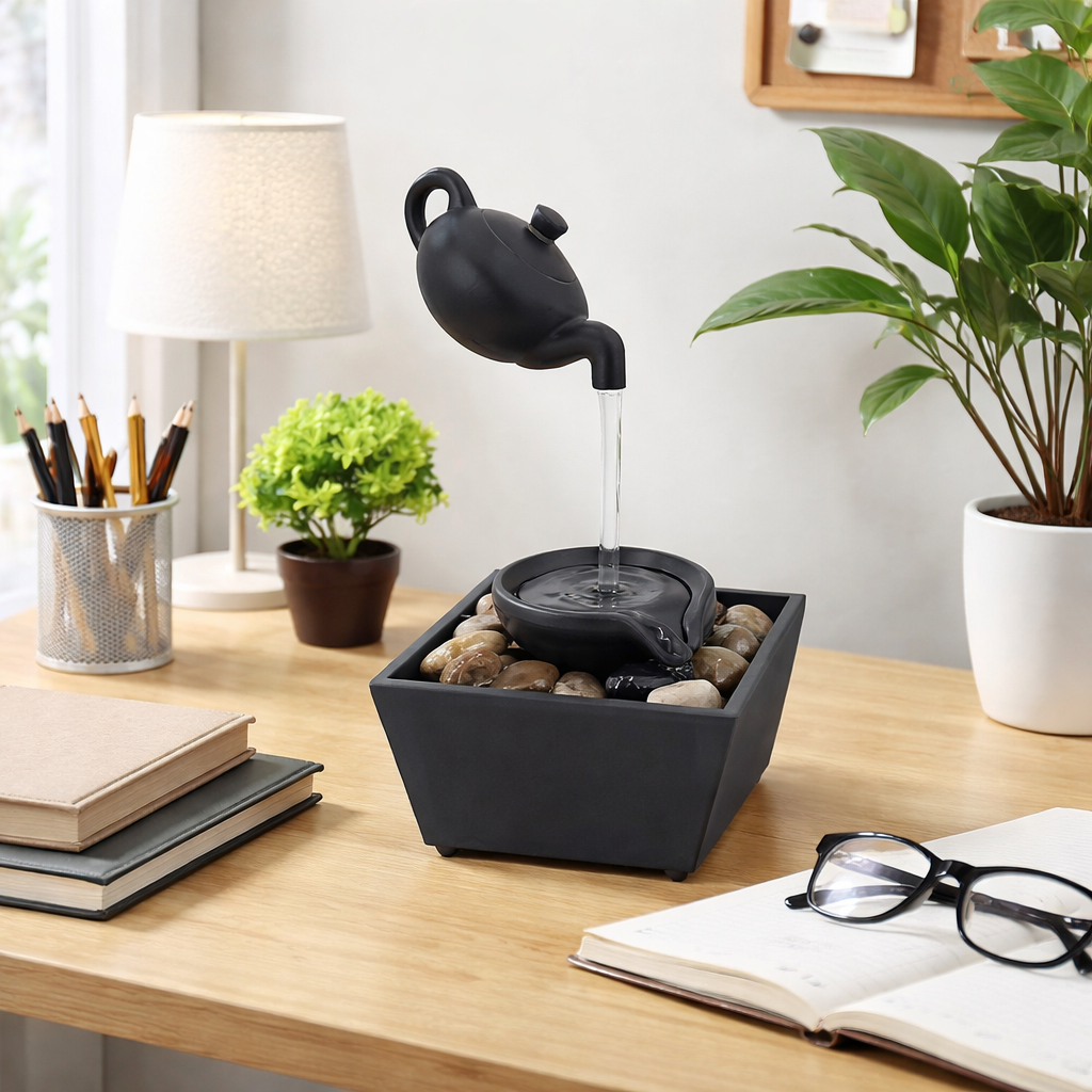 Fantana decorativa cu ceainic plutitor si LED