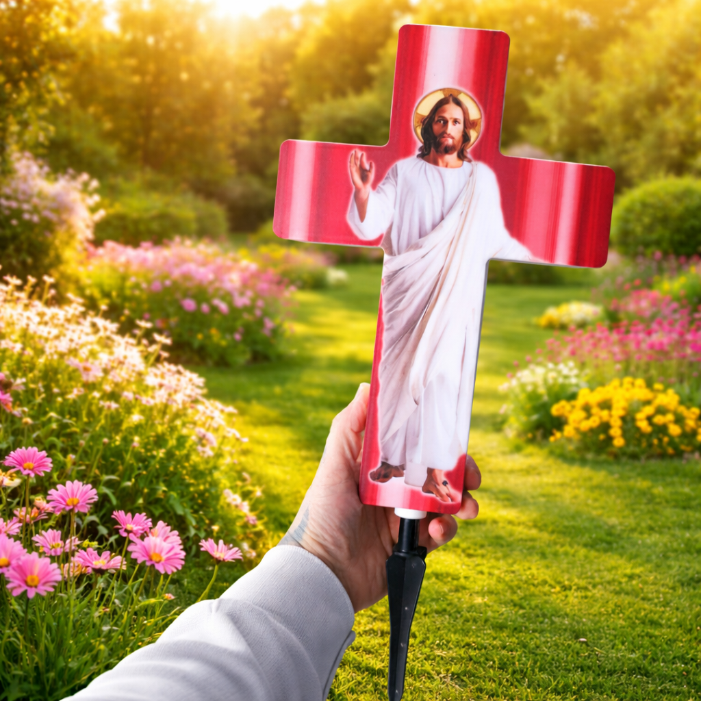 Cruce Solara LED pentru Mormant, 57 x 25 x 8 cm