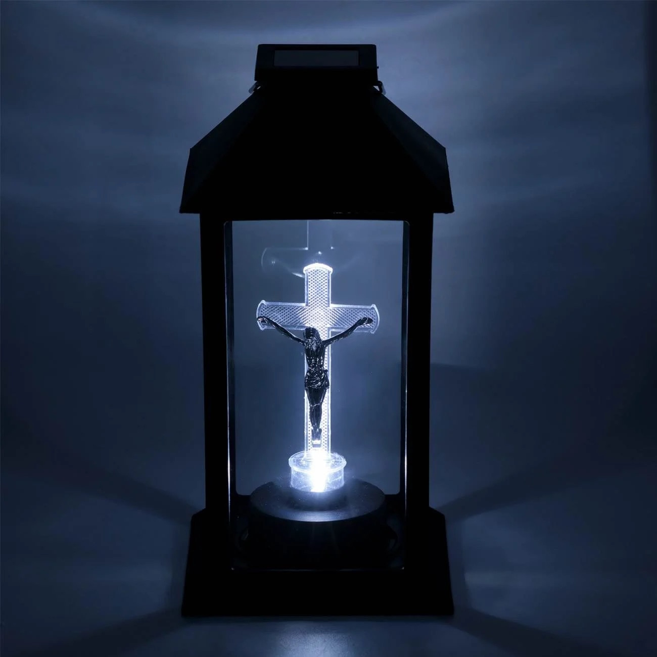 Felinar solar Cruce LED, Negru, 14x28 cm