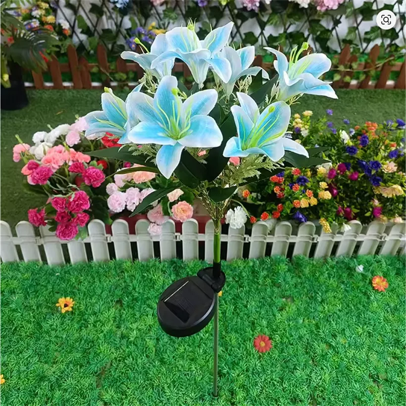 Set 2 x lampa solara 70 cm, 6 crini albastri