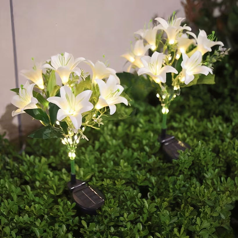 Set 2 x lampa solara 70 cm, 6 crini albi