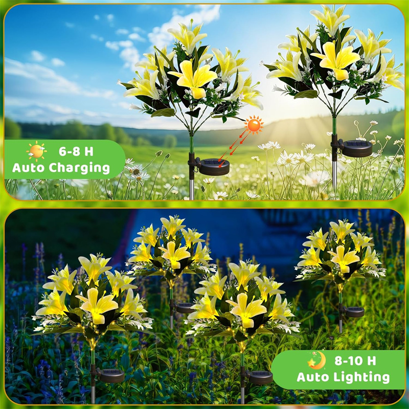 Set 2 x lampa solara 70 cm, 6 crini galbeni