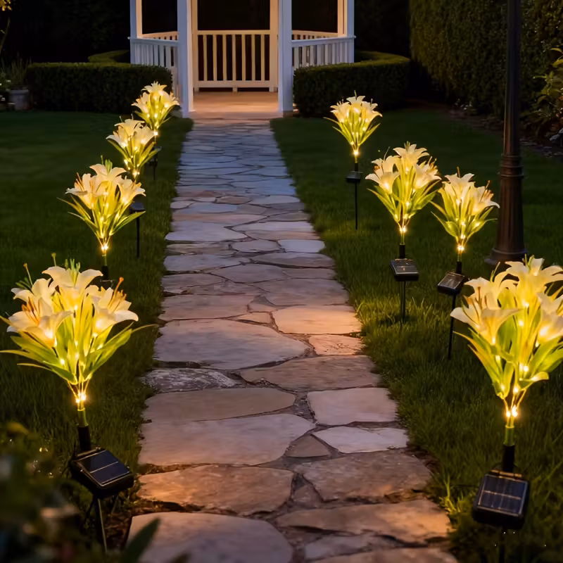 Set 2 x lampa solara 70 cm, 6 crini galbeni