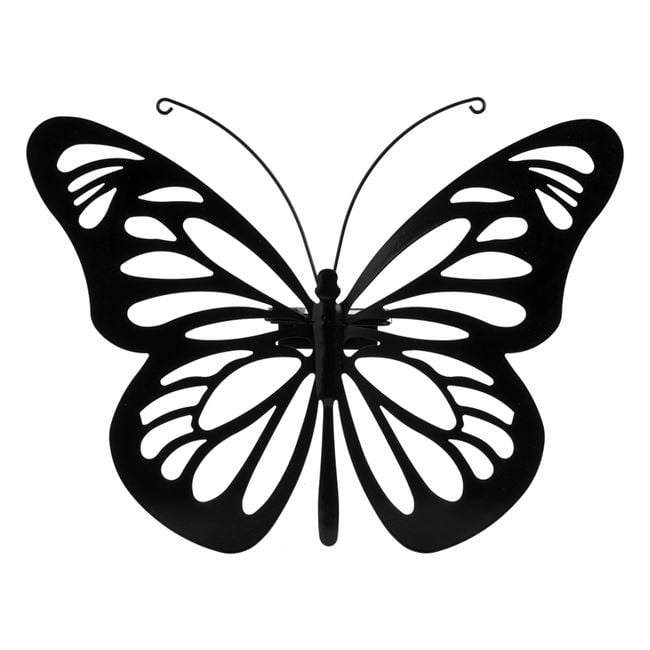 Decoratiune solara metalica, forma de fluture 34x26 cm, Negru