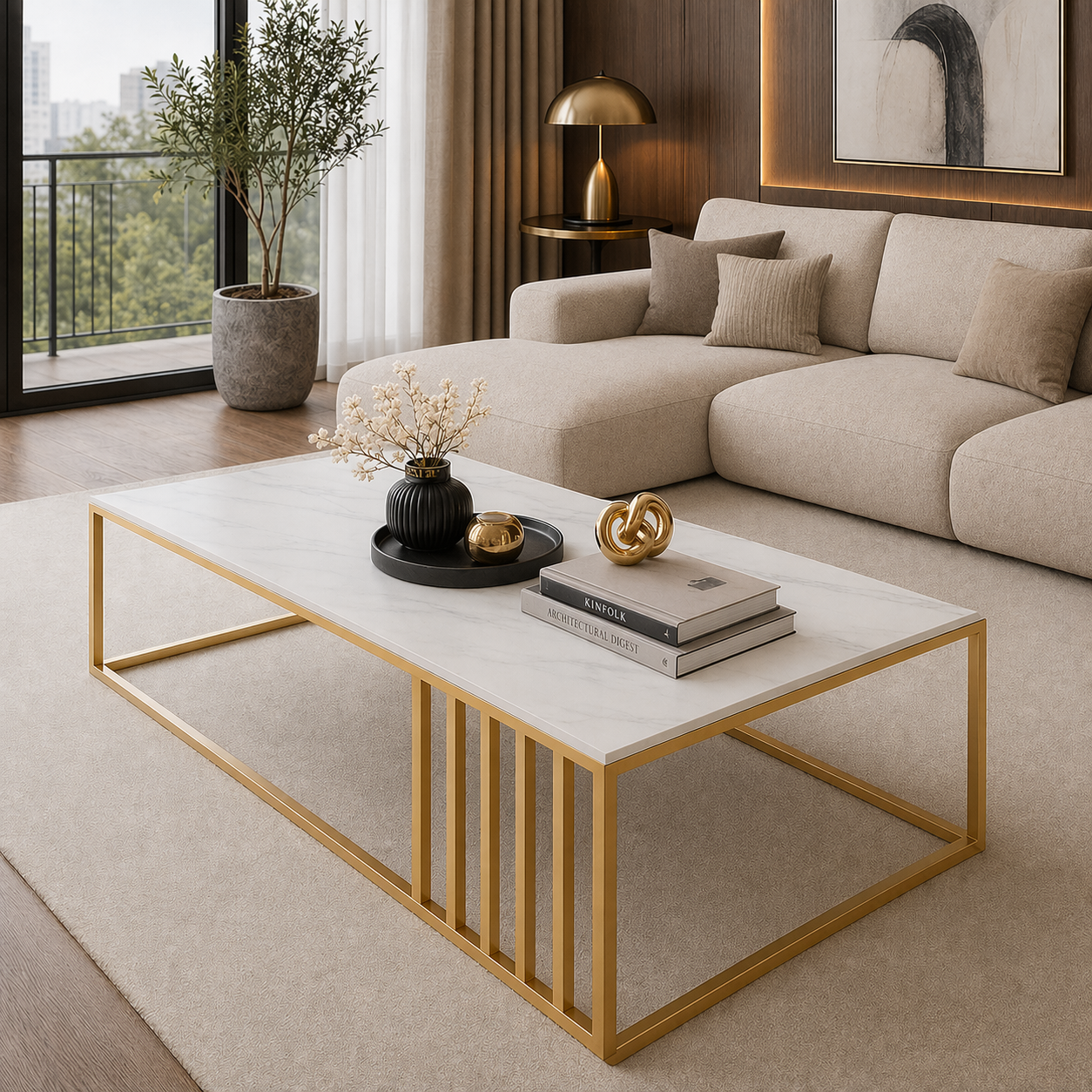 Masuta cafea dreptunghiulara, aspect marmura, 120x60x43 cm