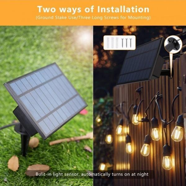 Ghirlanda solara 20 becuri x E27, 20 metri, becuri incluse