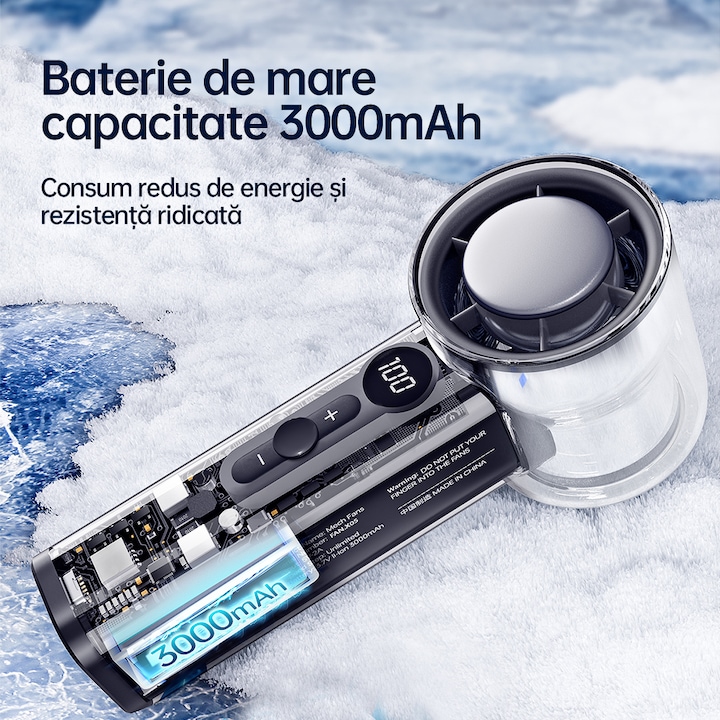 Ventilator 3000 mAh cu mini turbina ajustabila, design transparent