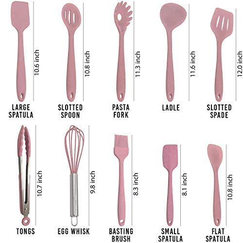 Set 12 ustensile din silicon, pentru gatit - Roz