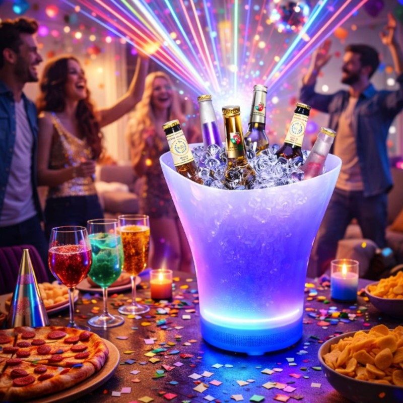 Frapiera LED cu boxa Bluetooth, efecte luminoase RGB, port USB