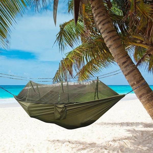 Hamac cu plasa antiinsecte, 140x260 cm, Verde Kaki