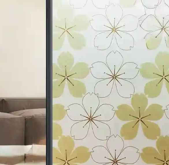 Folie autoadeziva geam, 45 x 500 cm, Gold Flowers