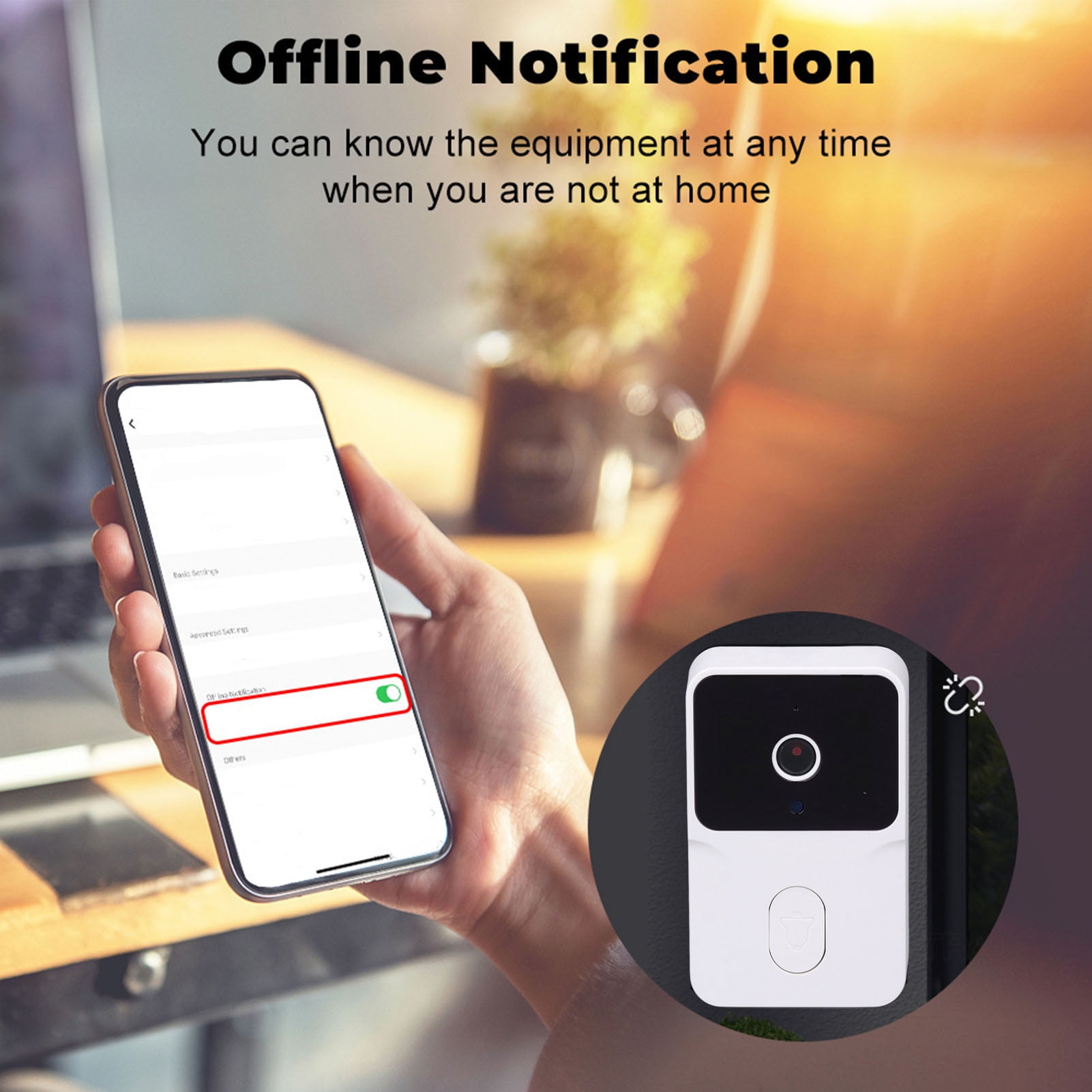 Sonerie Video Smart 4K WiFi, Night Vision, Audio Bidirectional, Alb
