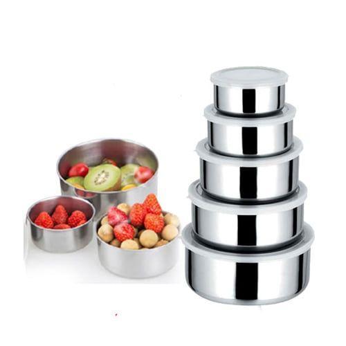 Set 10 caserole metalice cu capace din plastic