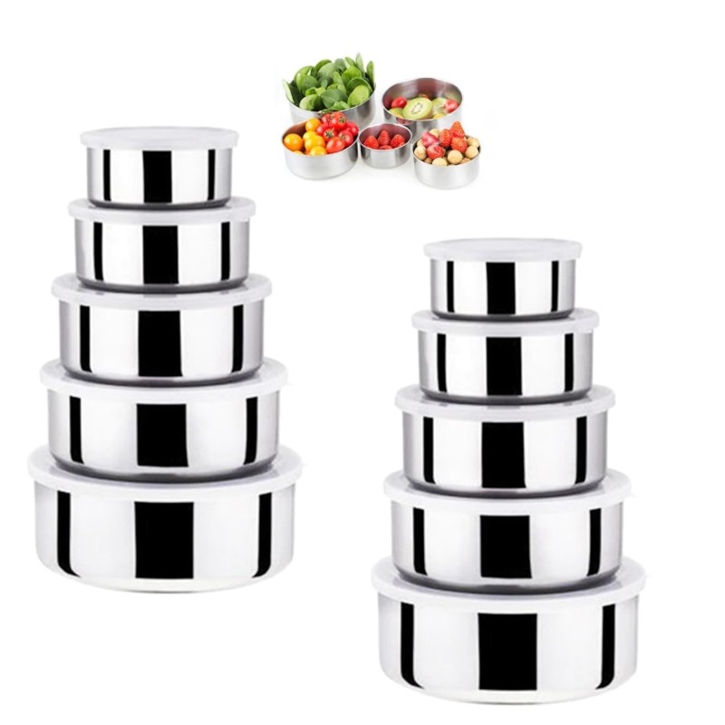 Set 10 caserole metalice cu capace din plastic