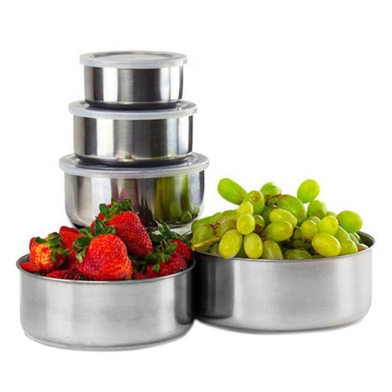 Set 5 caserole metalice cu capace din plastic