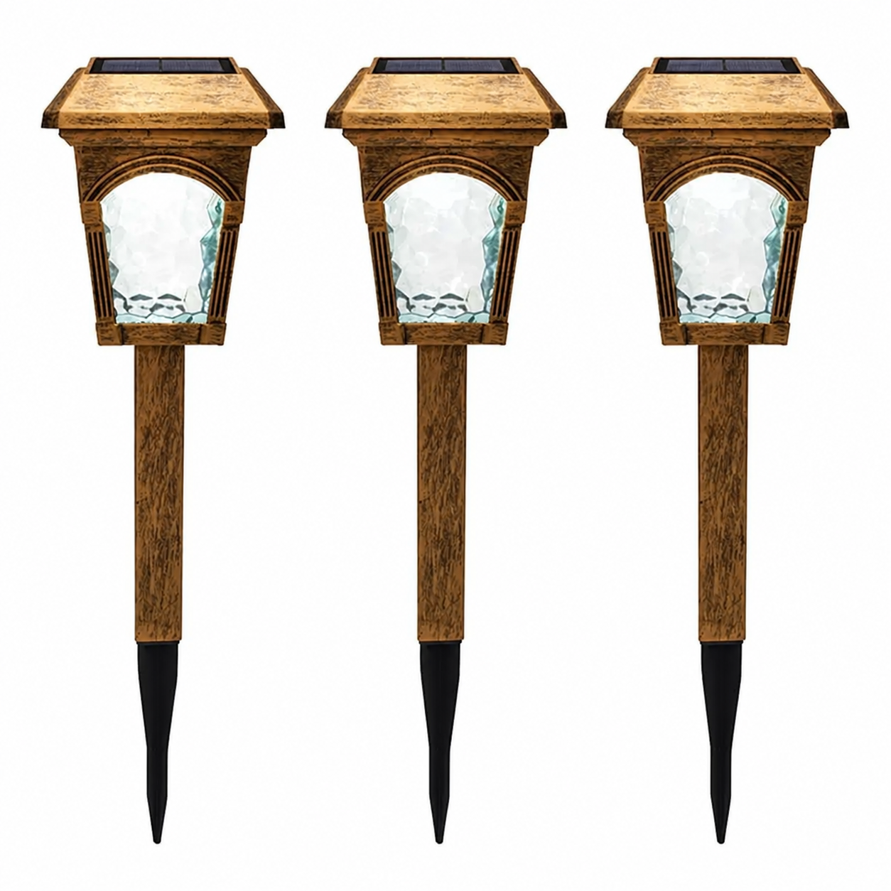 Set 3 x lampa solara felinar 26 cm, Bronz