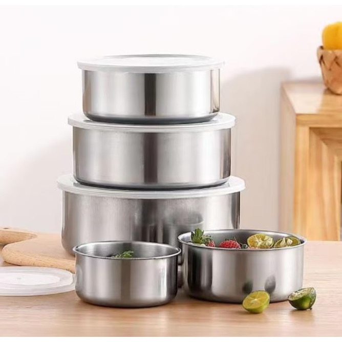 Set 15 caserole metalice cu capace din plastic