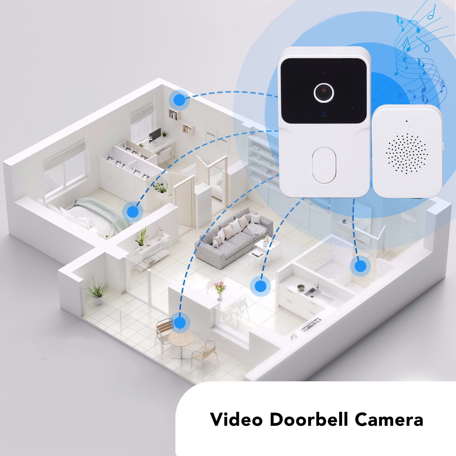 Sonerie Video Smart 4K WiFi, Night Vision, Audio Bidirectional, Alb
