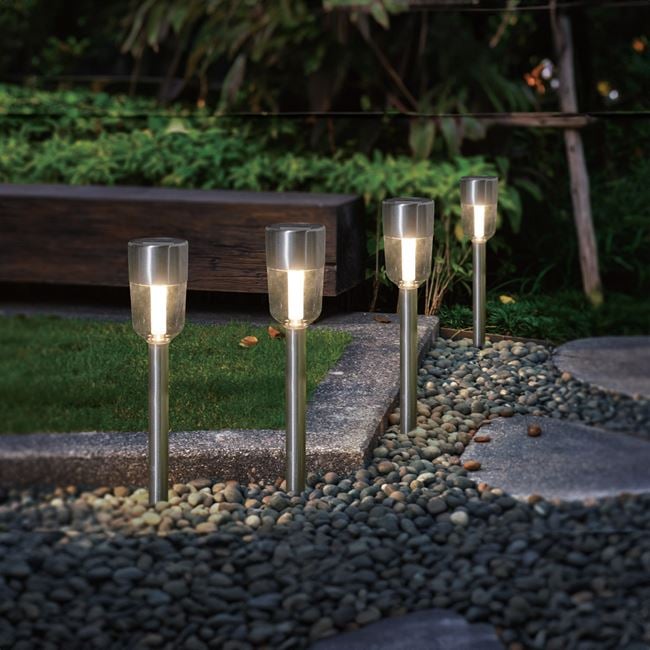 Set 4 x Lampa solara, Argintiu, 34.8 cm